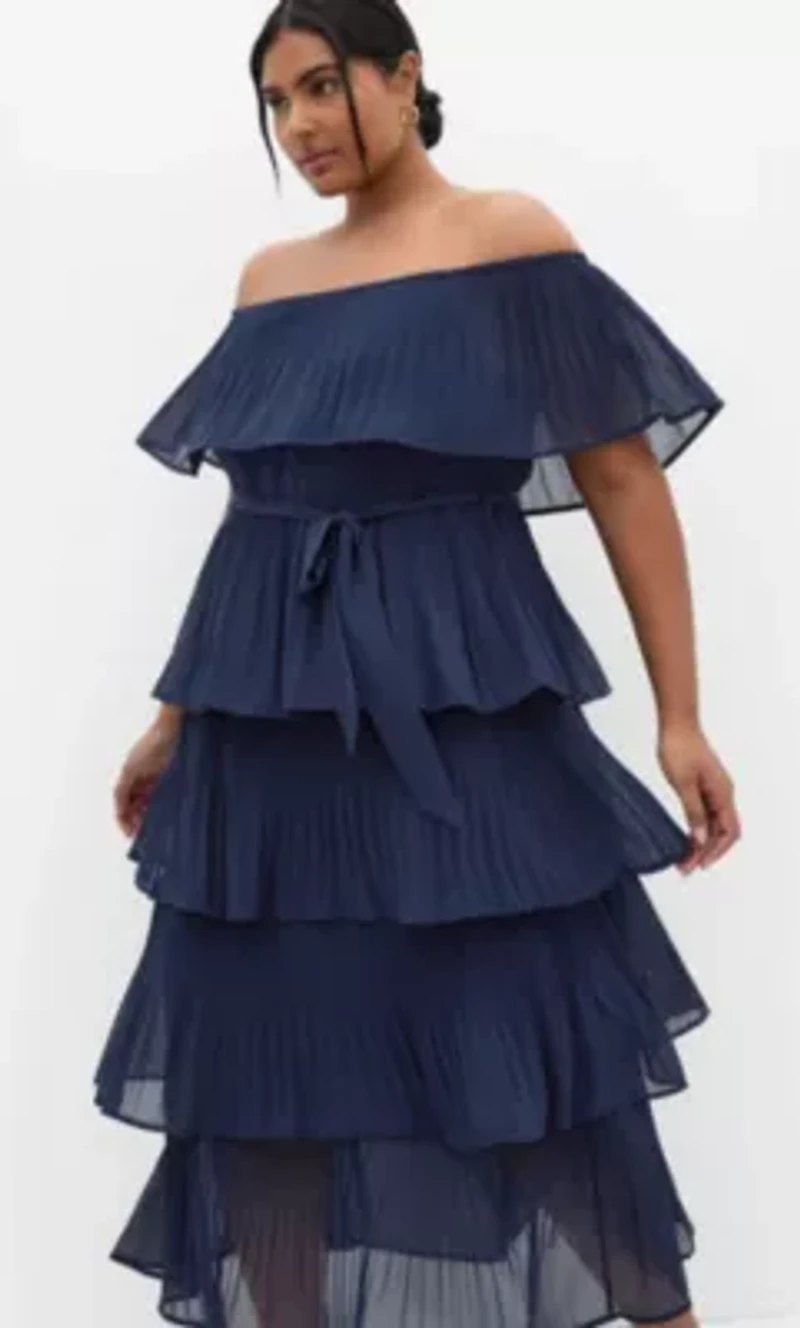 Night Garden Tier Midi Dress