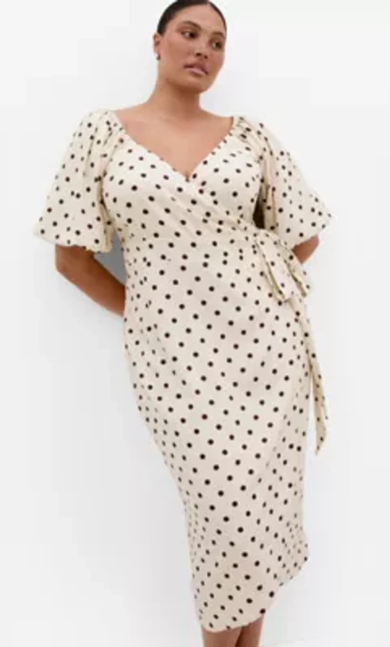 Claudine Wrap Spot Print Midi Dress