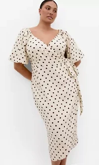 Claudine Wrap Spot Print Midi Dress