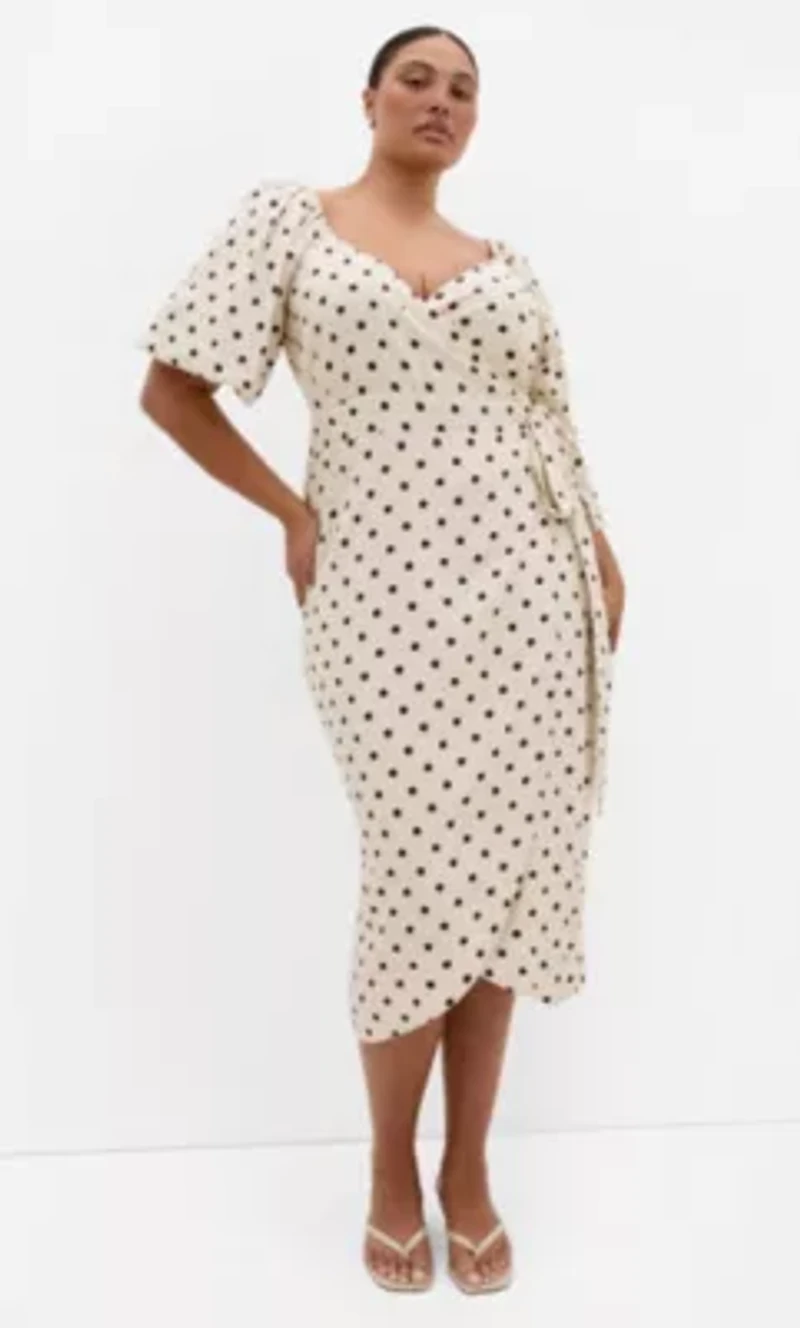 Claudine Wrap Spot Print Midi Dress