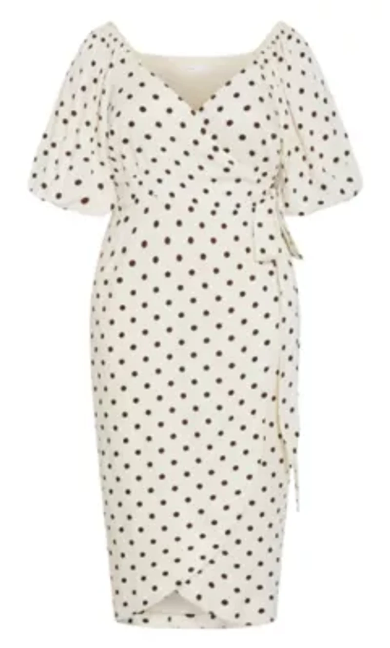 Claudine Wrap Spot Print Midi Dress