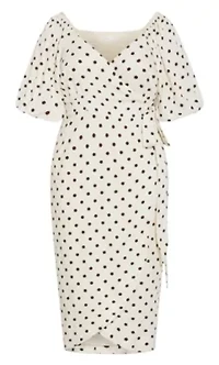 Claudine Wrap Spot Print Midi Dress