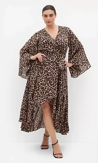 Eva Leopard Print Wrap Maxi Dress