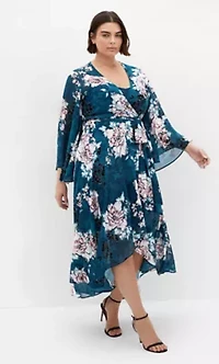 Jade Blossom Long Sleeve Maxi Dress
