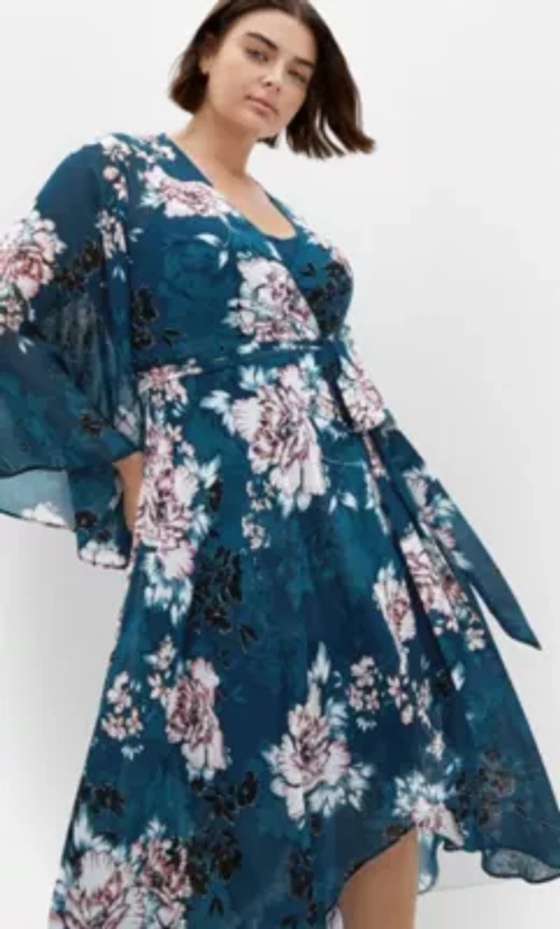 Jade Blossom Long Sleeve Maxi Dress