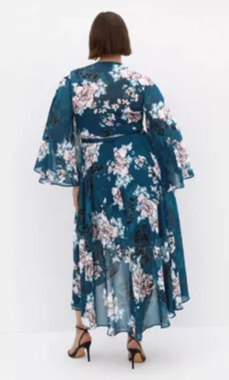 Jade Blossom Long Sleeve Maxi Dress