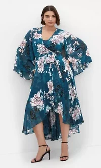 Jade Blossom Long Sleeve Maxi Dress