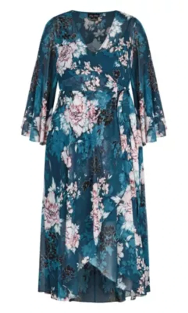 Jade Blossom Long Sleeve Maxi Dress