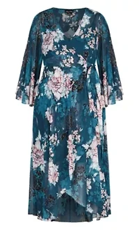 Jade Blossom Long Sleeve Maxi Dress