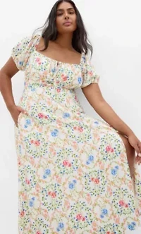 Abbie Short Sleeve Bouquet Print Maxi Dress