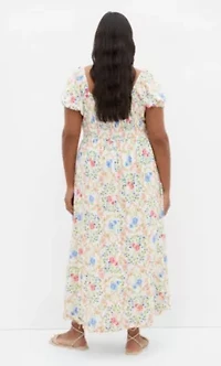 Abbie Short Sleeve Bouquet Print Maxi Dress