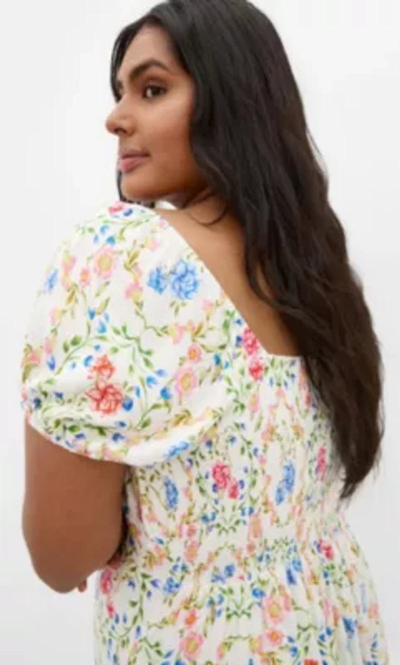 Abbie Short Sleeve Bouquet Print Maxi Dress