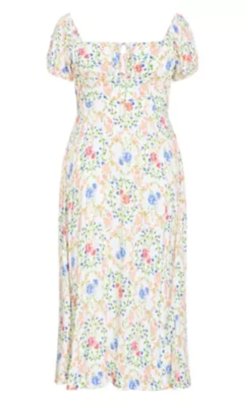 Abbie Short Sleeve Bouquet Print Maxi Dress