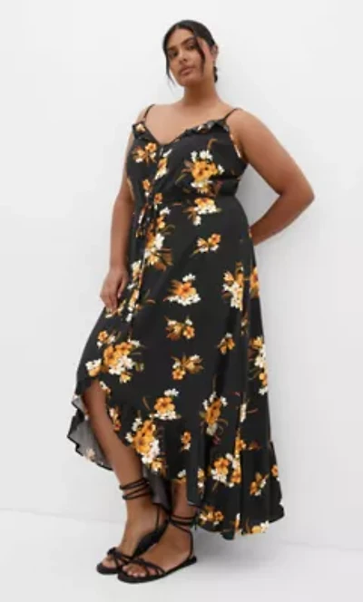 Aruba Frill Print Maxi Dress