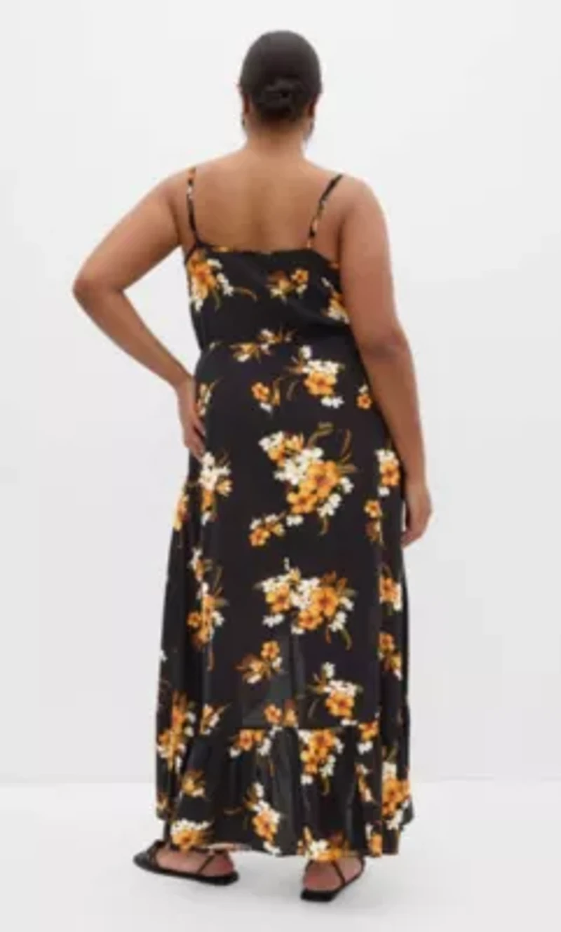 Aruba Frill Print Maxi Dress