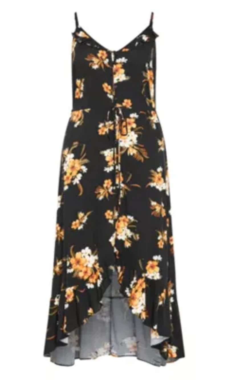 Aruba Frill Print Maxi Dress