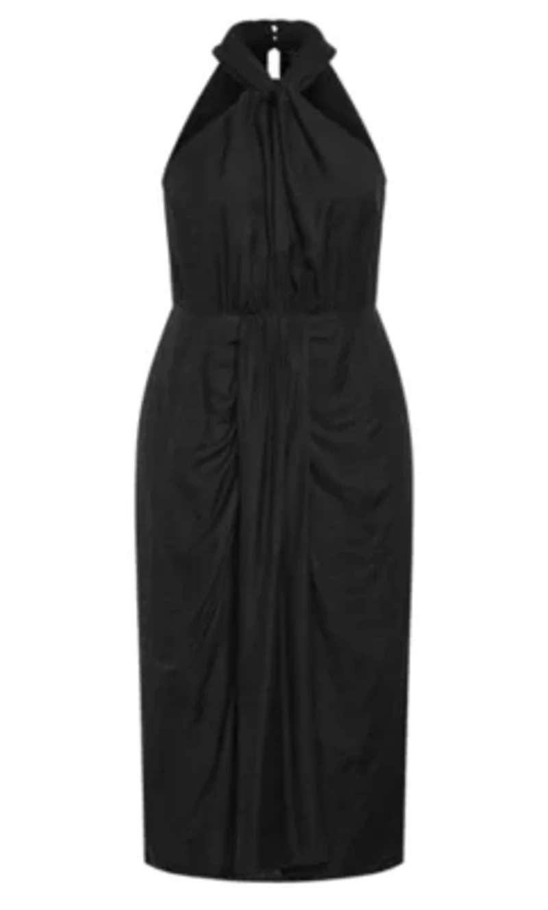 Briella Halter Twist Front Midi Dress