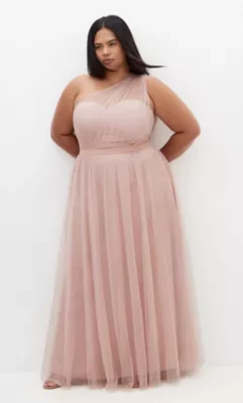 Daniela One Shoulder Tulle Maxi Dress