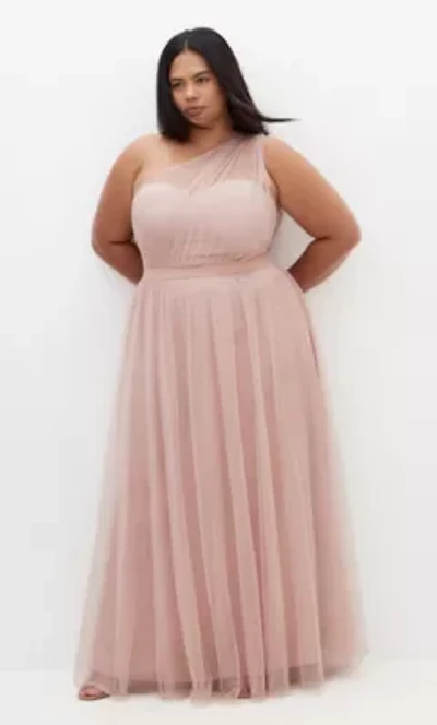 Daniela One Shoulder Tulle Maxi Dress