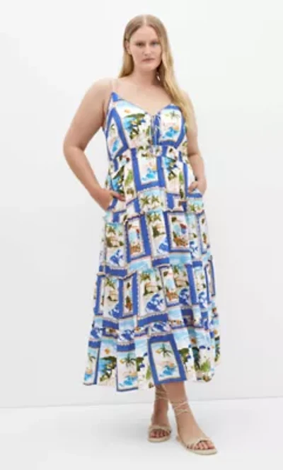 Aiza Postcard Print Maxi Dress