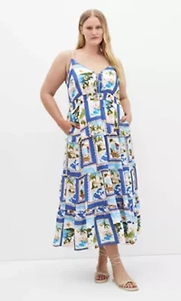 Aiza Postcard Print Maxi Dress