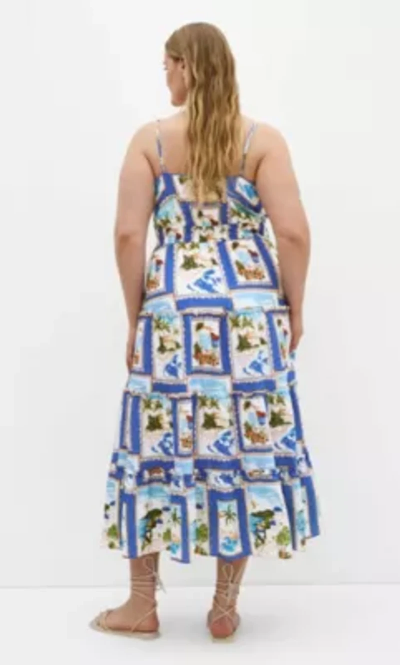 Aiza Postcard Print Maxi Dress