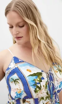 Aiza Postcard Print Maxi Dress
