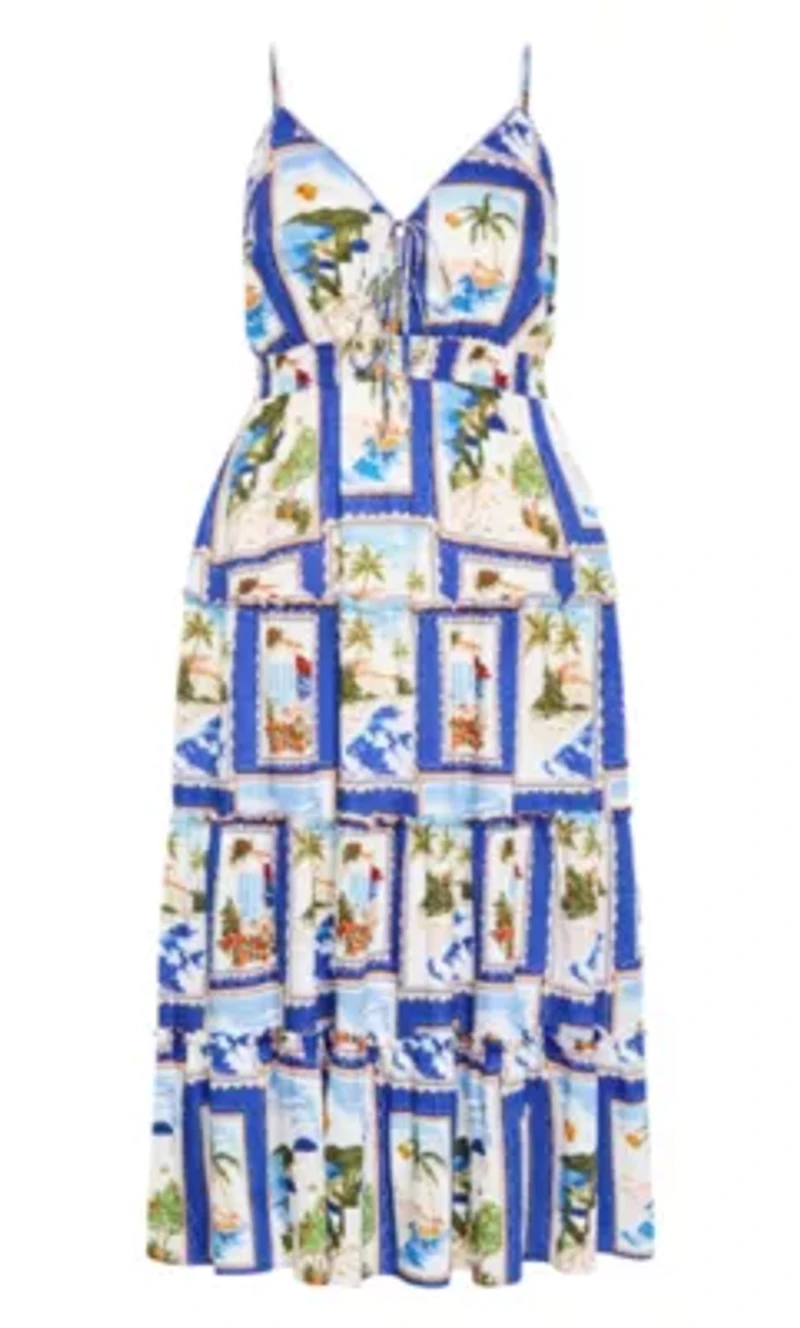 Aiza Postcard Print Maxi Dress