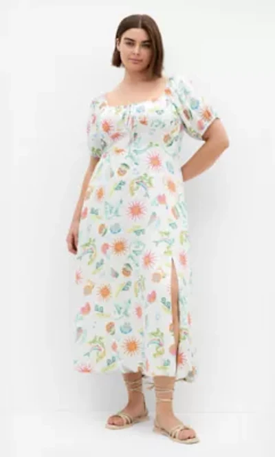 Abbie Short Sleeve Ocean Print Maxi Dress
