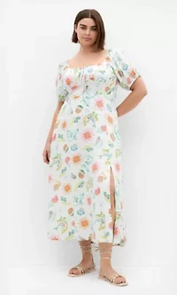 Abbie Short Sleeve Ocean Print Maxi Dress