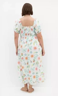 Abbie Short Sleeve Ocean Print Maxi Dress