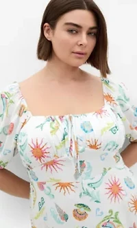 Abbie Short Sleeve Ocean Print Maxi Dress
