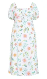 Abbie Short Sleeve Ocean Print Maxi Dress