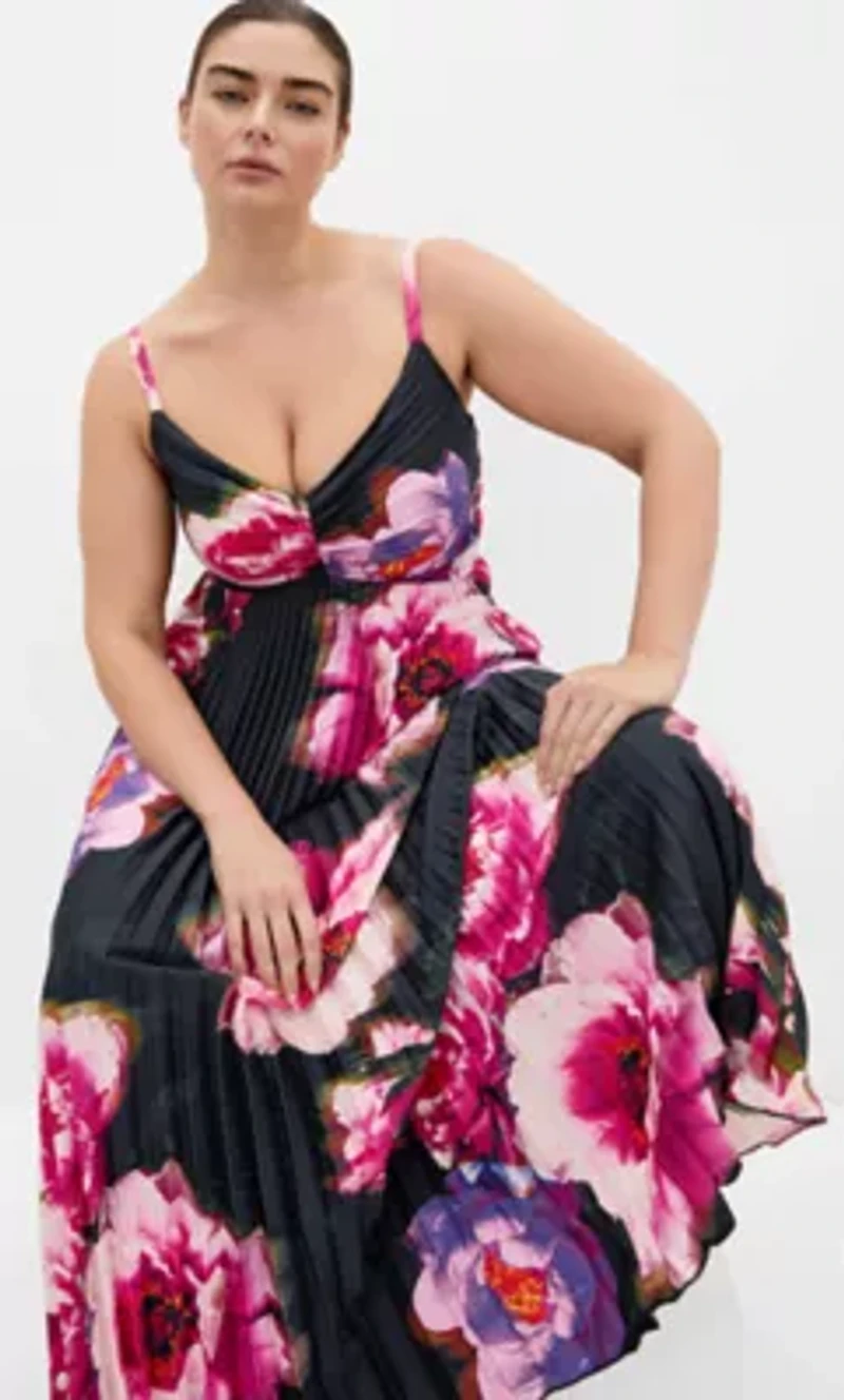 Ariana Print Pleat Maxi Dress
