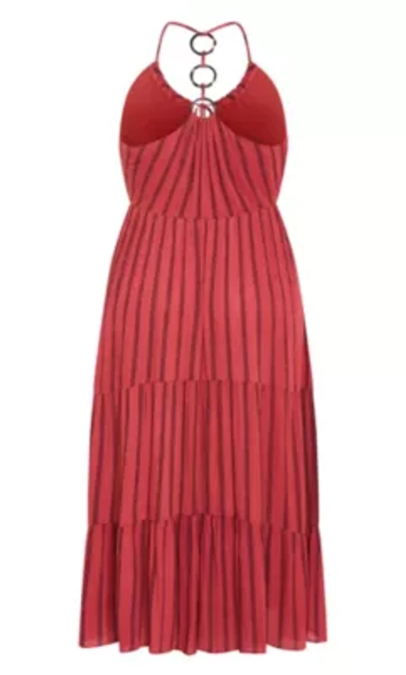 Caribbean Halter Stripe Midi Dress