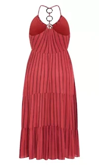 Caribbean Halter Stripe Midi Dress