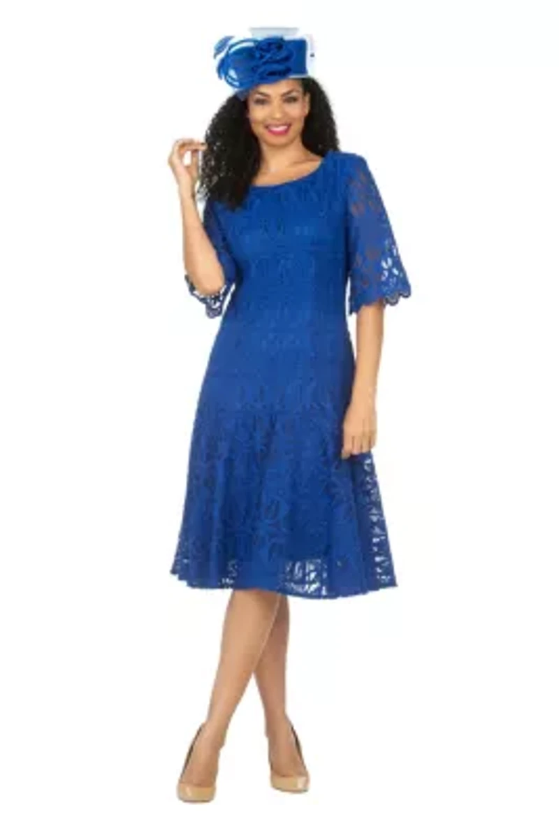 Embroidery Luxurious Lace Pleated Flare Dress
