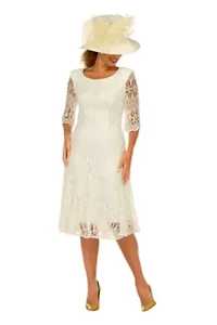 Embroidery Luxurious Lace Pleated Flare Dress
