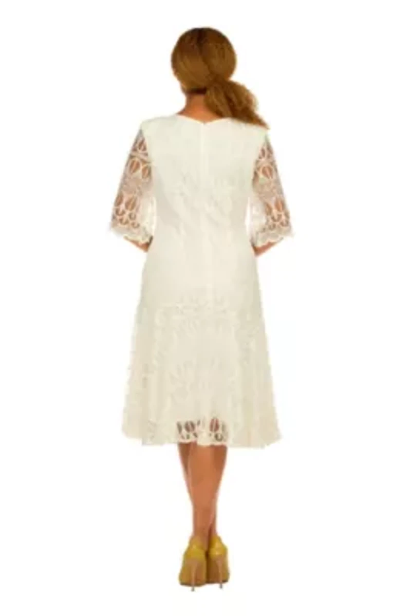 Embroidery Luxurious Lace Pleated Flare Dress