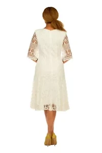 Embroidery Luxurious Lace Pleated Flare Dress