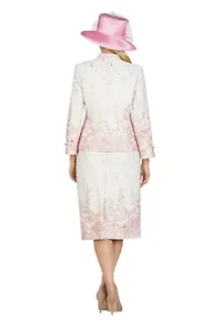 3-piece Floral Print Brocade Peplum Jacket Skirt Suit