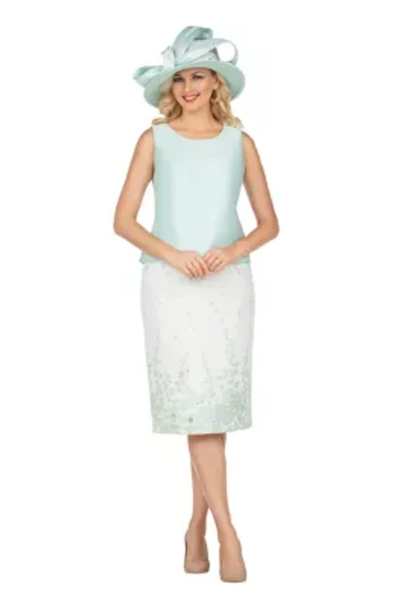 3-piece Floral Print Brocade Peplum Jacket Skirt Suit