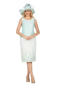 3-piece Floral Print Brocade Peplum Jacket Skirt Suit