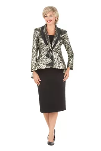 2-piece Animal Print Brocade Skirt Suit
