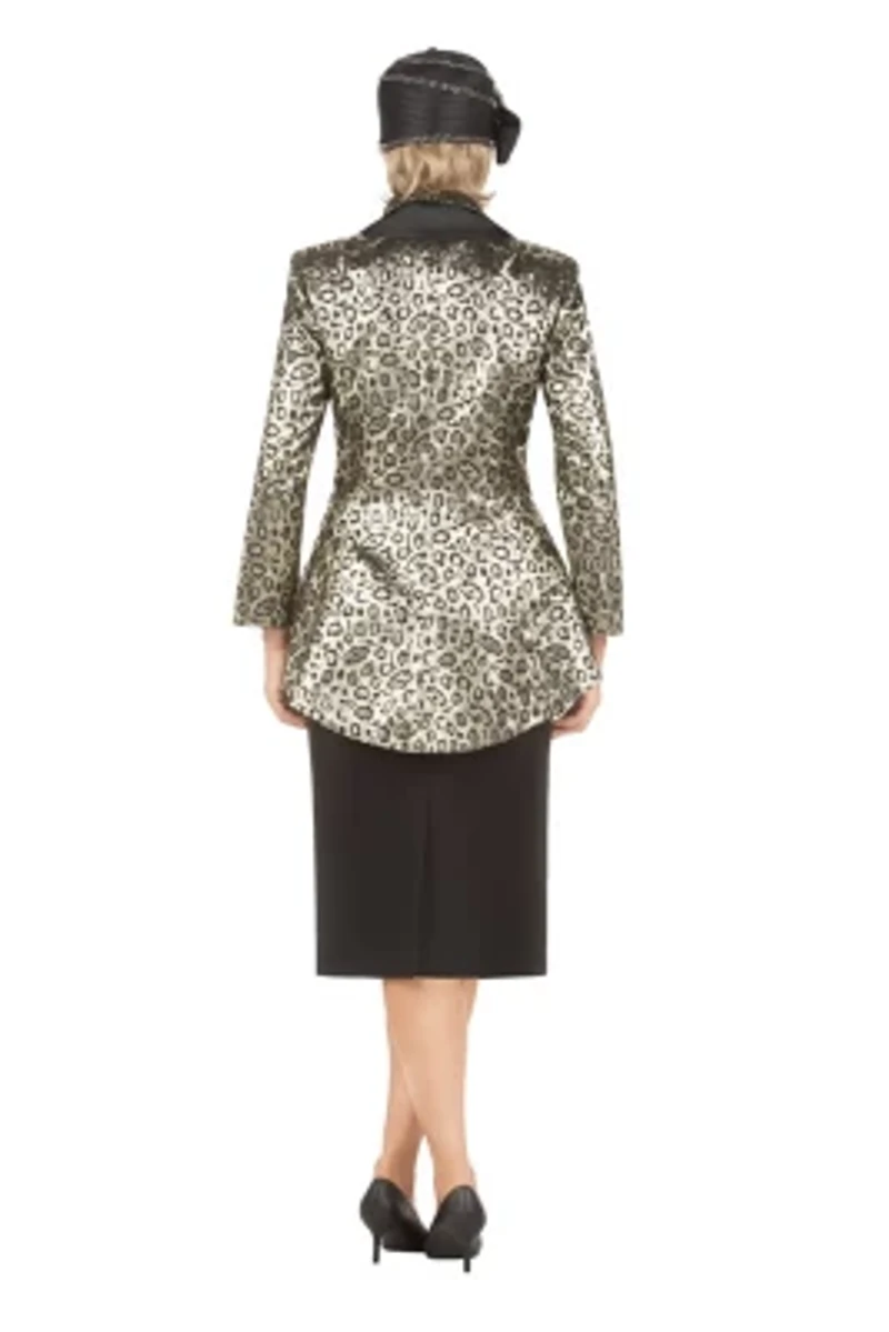 2-piece Animal Print Brocade Skirt Suit