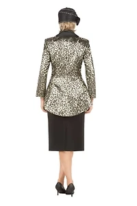2-piece Animal Print Brocade Skirt Suit
