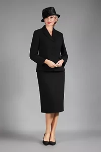 2-piece Notch Layered Collar 3-Button Jacket & Skirt Suit