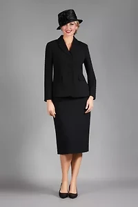 2-piece Notch Layered Collar 3-Button Jacket & Skirt Suit
