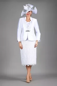 3-piece Silky Twill&Luxurious Lace Combo Skirt Suit