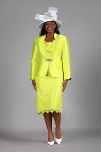 3-piece Silky Twill&Luxurious Lace Combo Skirt Suit